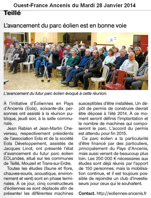 Article de Ouest-France 28/1/14